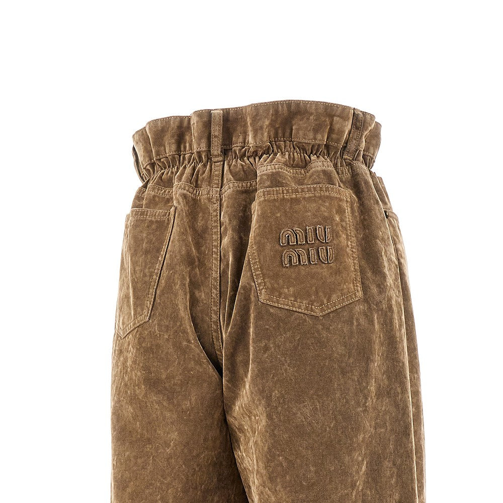 Pantalone in velluto con vita arricciata