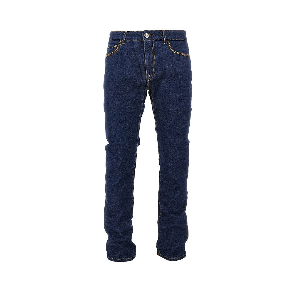Jeans in denim stretch con impunture