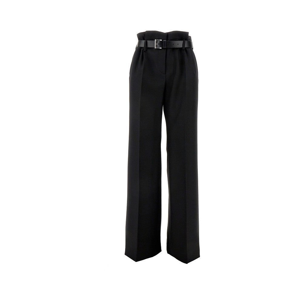 Gabardine high-rise pants with belt