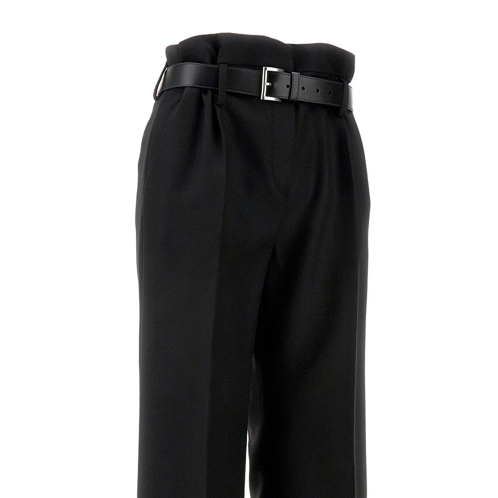 Gabardine high-rise pants with belt