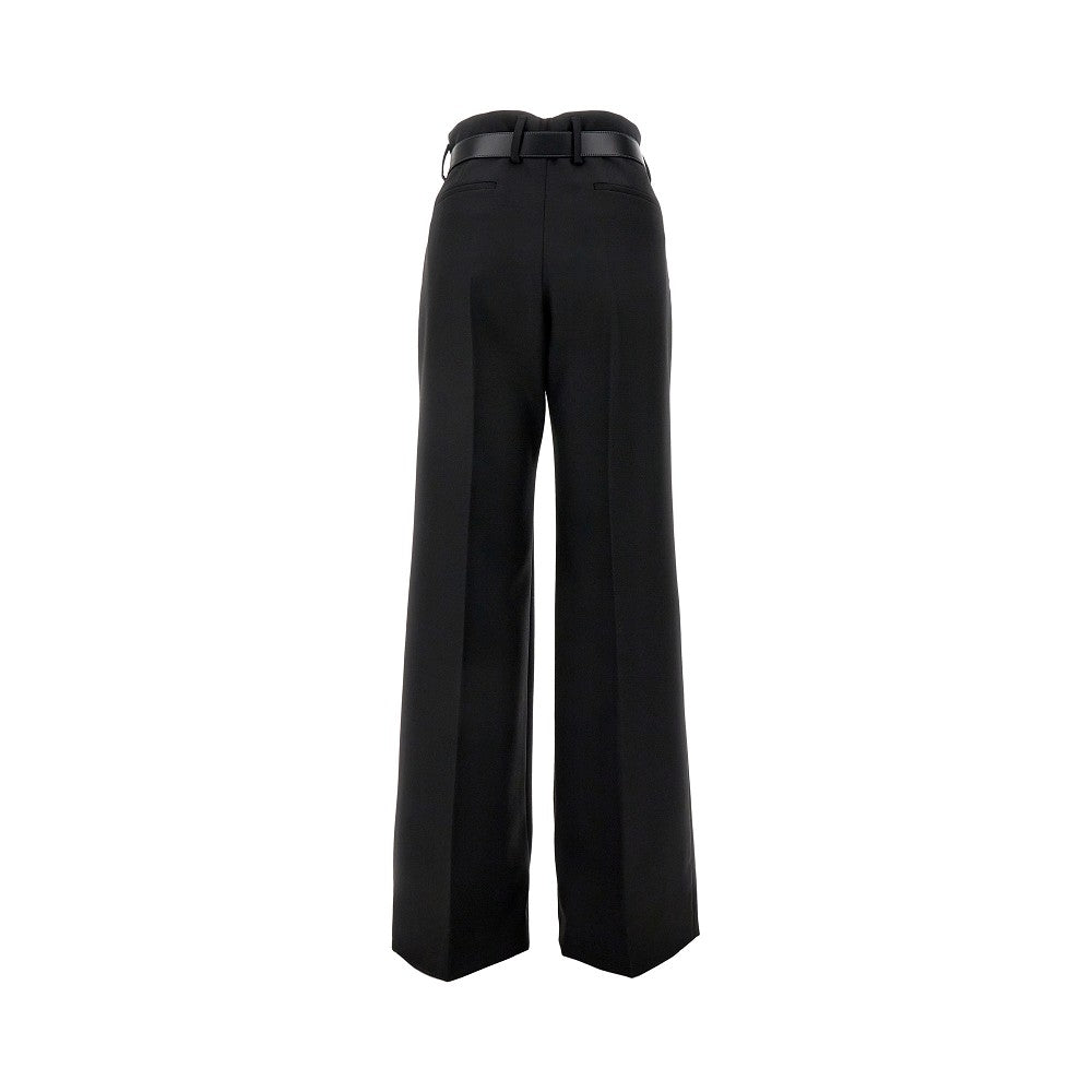 Gabardine high-rise pants with belt