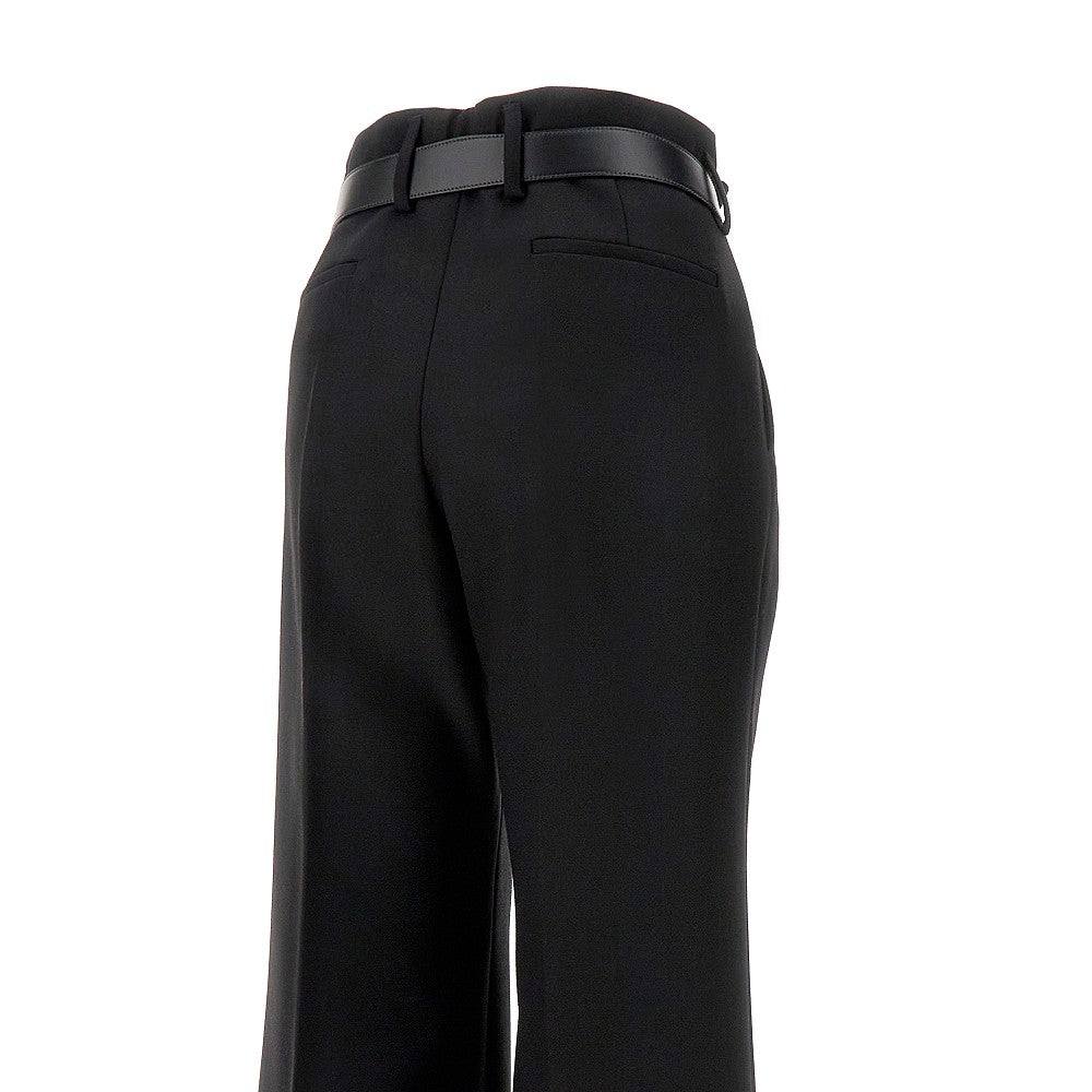 Gabardine high-rise pants with belt