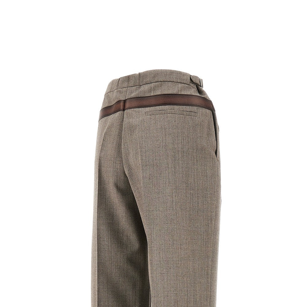 Pants with trompe l'oeil effect belt