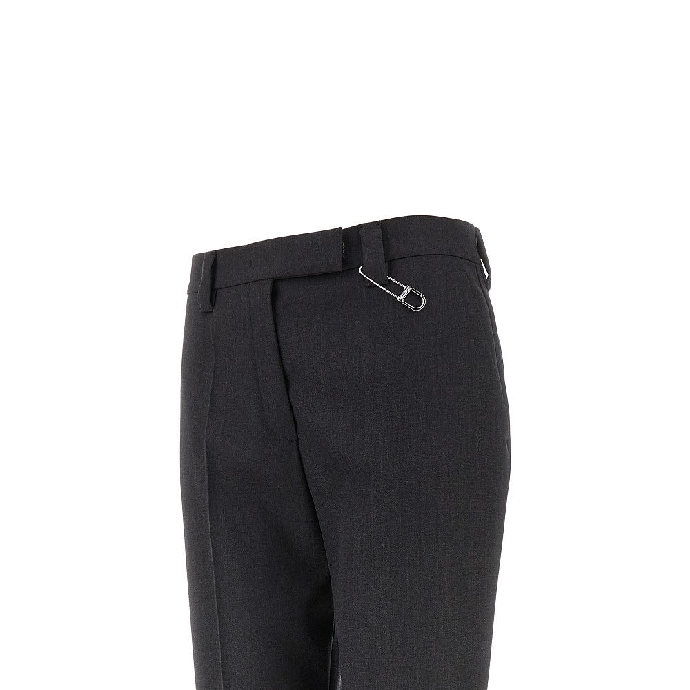 Gabardine pants with safety pin