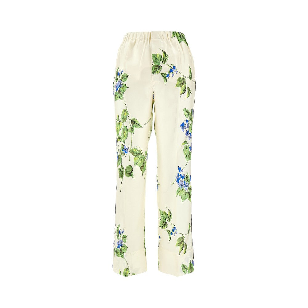 Pantalone in seta con stampa floreale