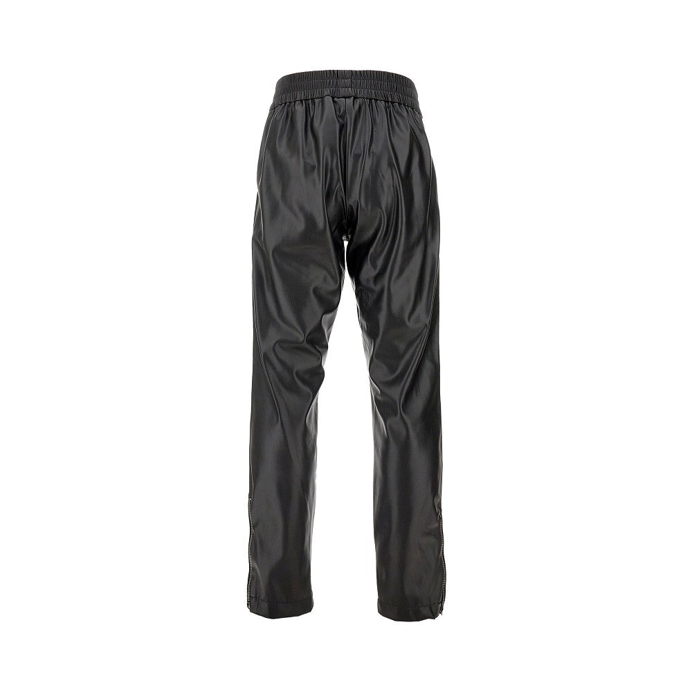 Faux nappa leather track pants
