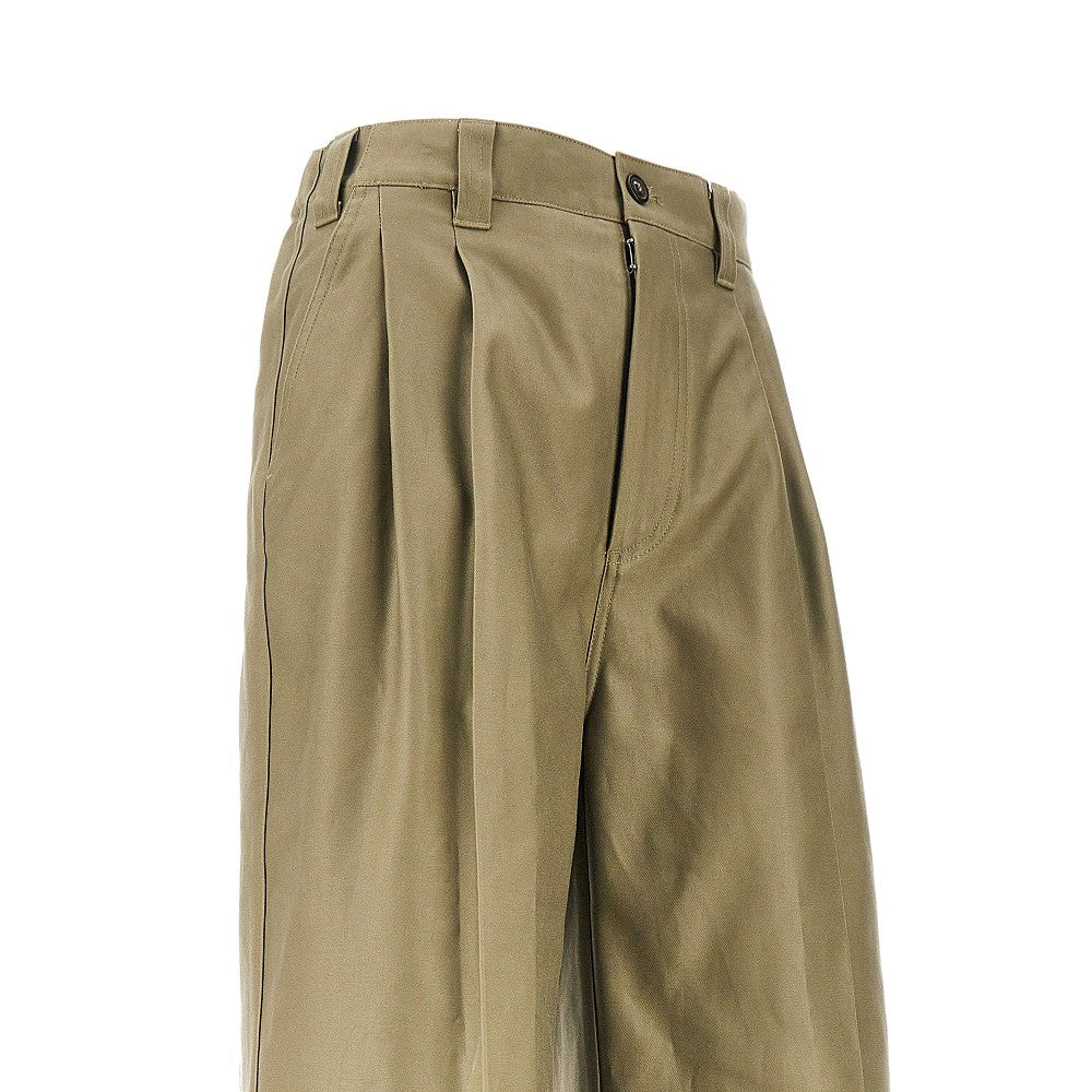 Pantalone ampio in cotone con pinces