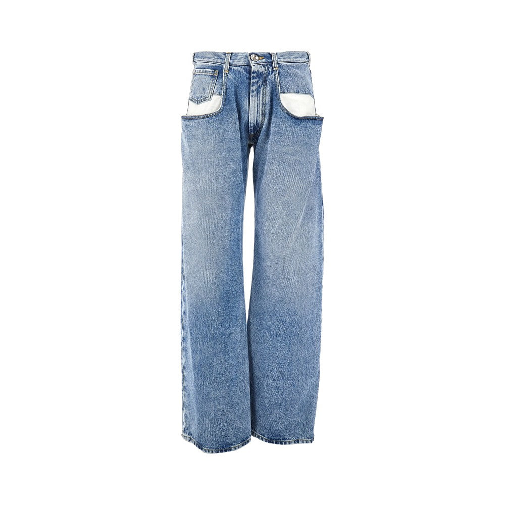 Straight leg jeans with dropped pockets
