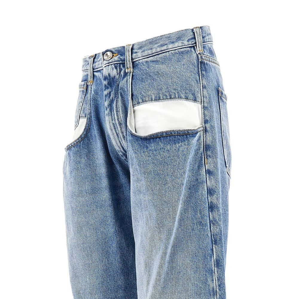 Straight leg jeans with dropped pockets