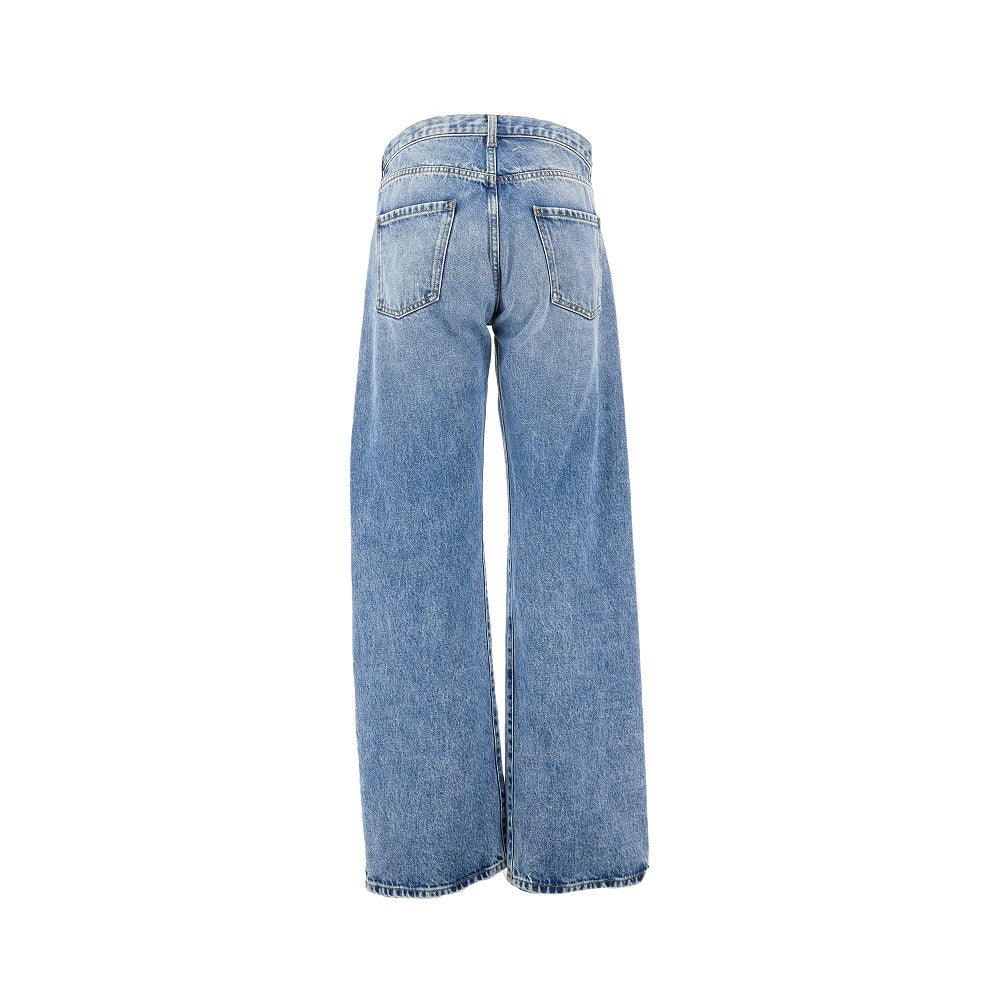 Straight leg jeans with dropped pockets