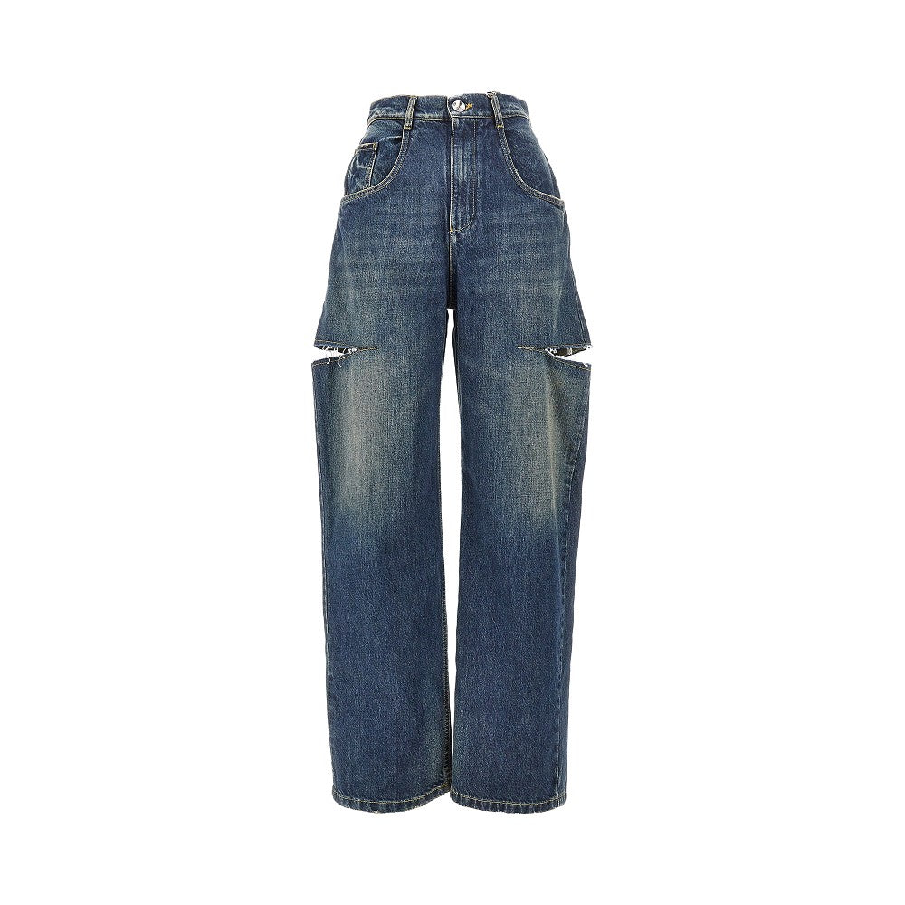 Jeans a vita alta con strappi laterali