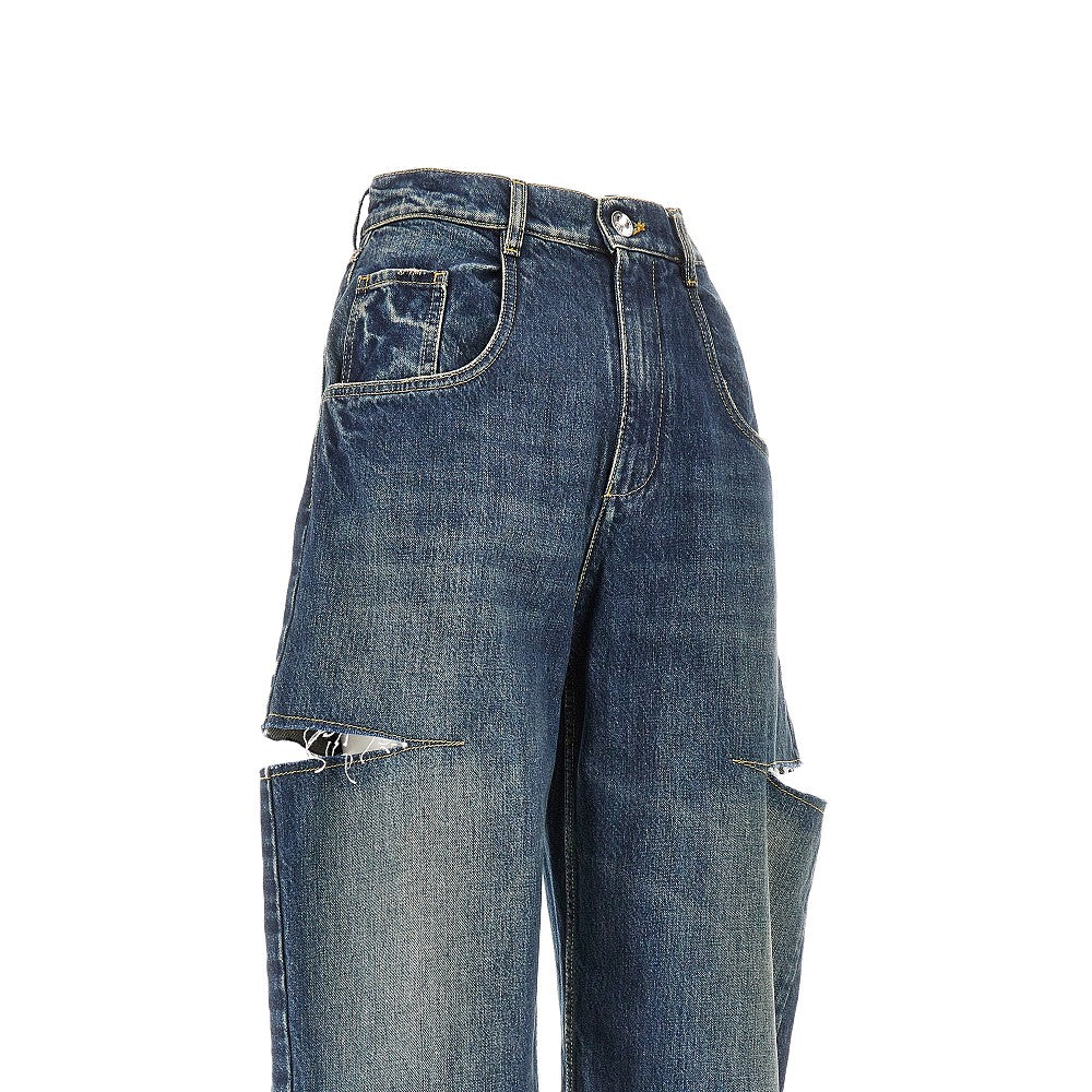 Jeans a vita alta con strappi laterali