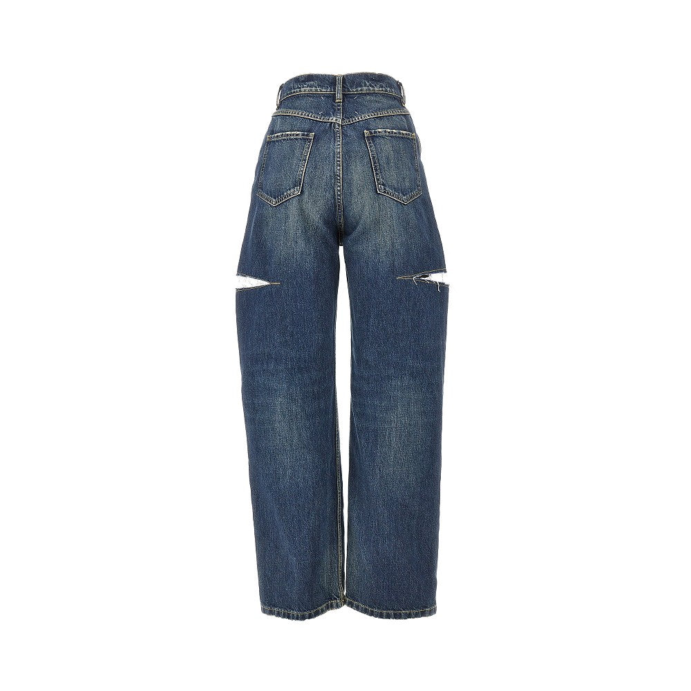 Jeans a vita alta con strappi laterali
