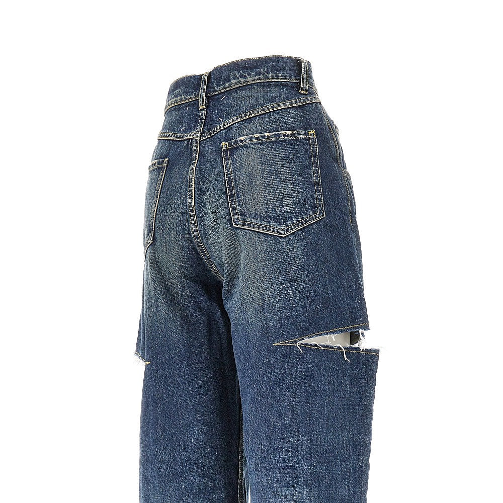 Jeans a vita alta con strappi laterali
