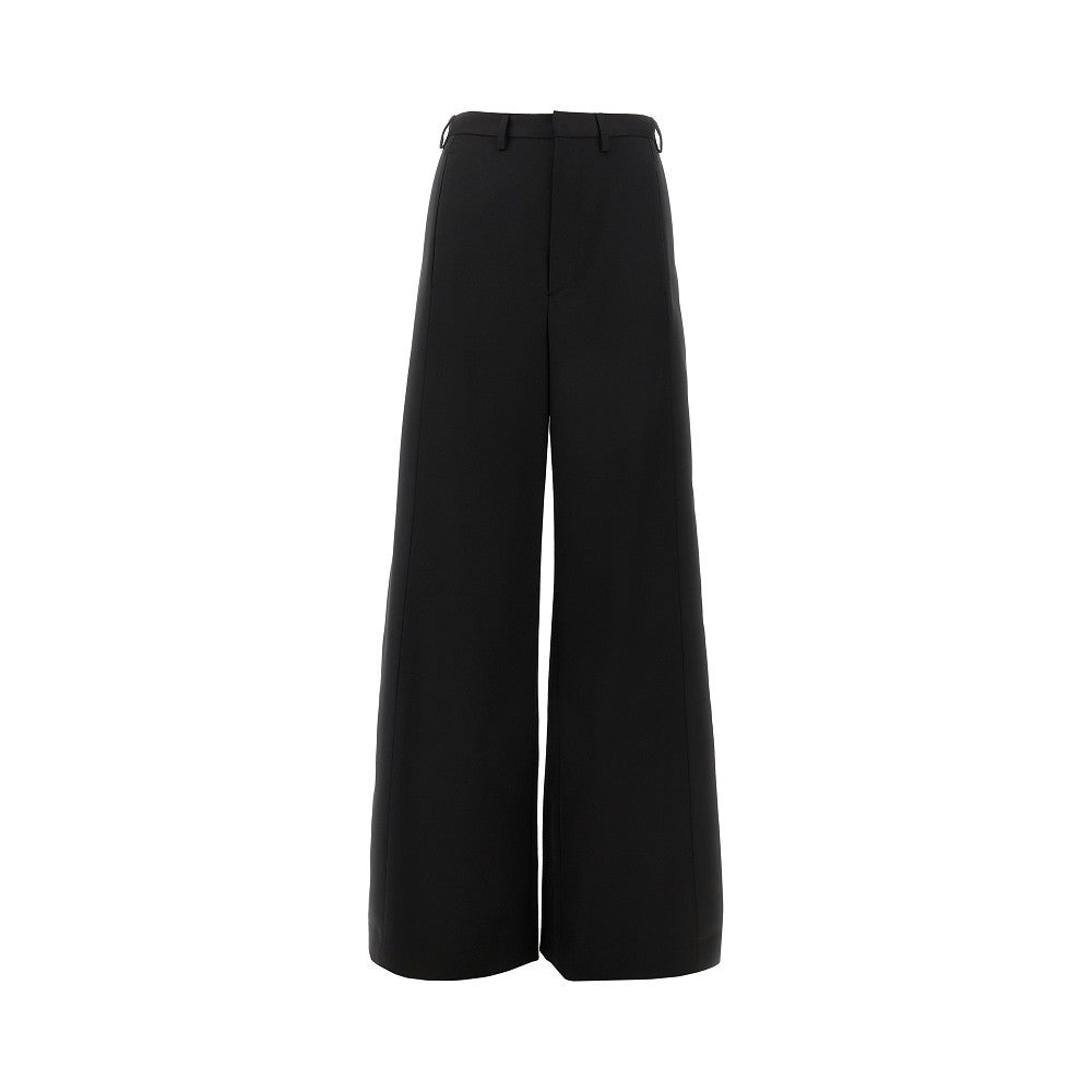 Pantalone in gabardine con inserti in satin