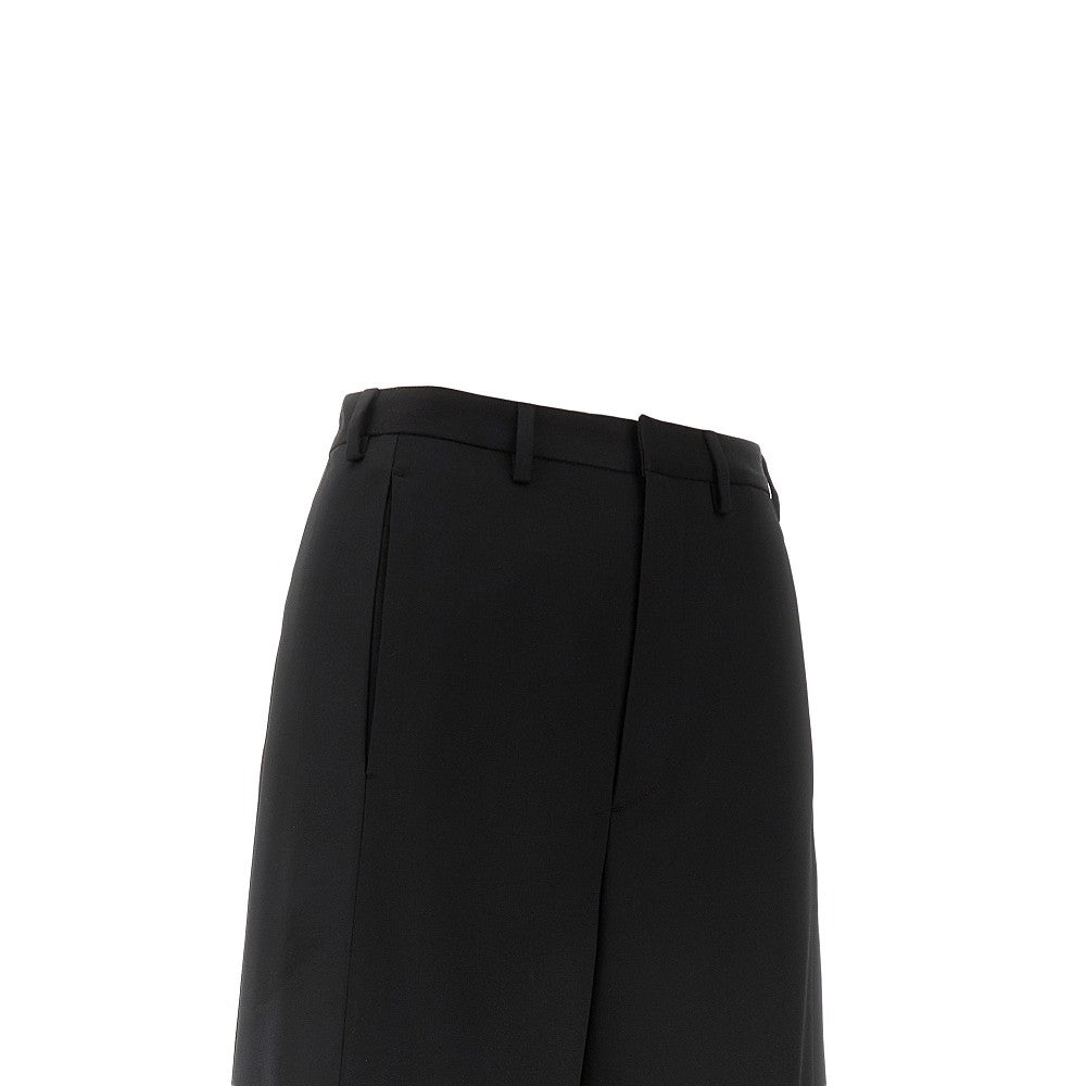 Pantalone in gabardine con inserti in satin