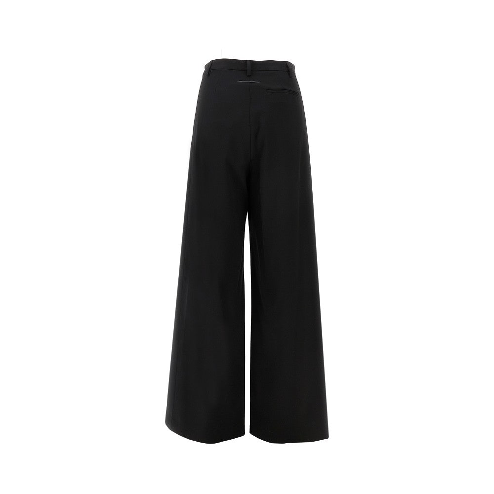 Pantalone in gabardine con inserti in satin