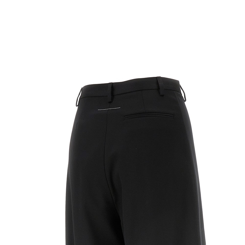 Pantalone in gabardine con inserti in satin