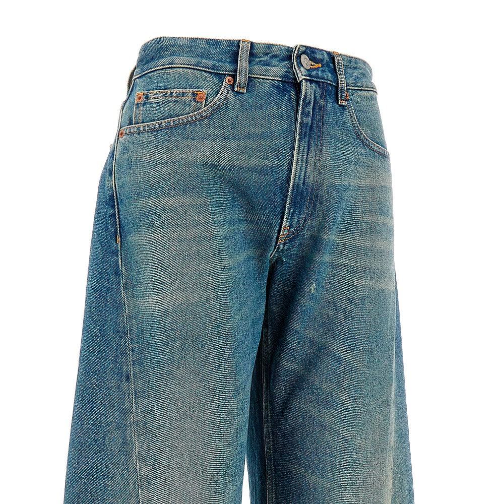 Indigo denim wide leg jeans