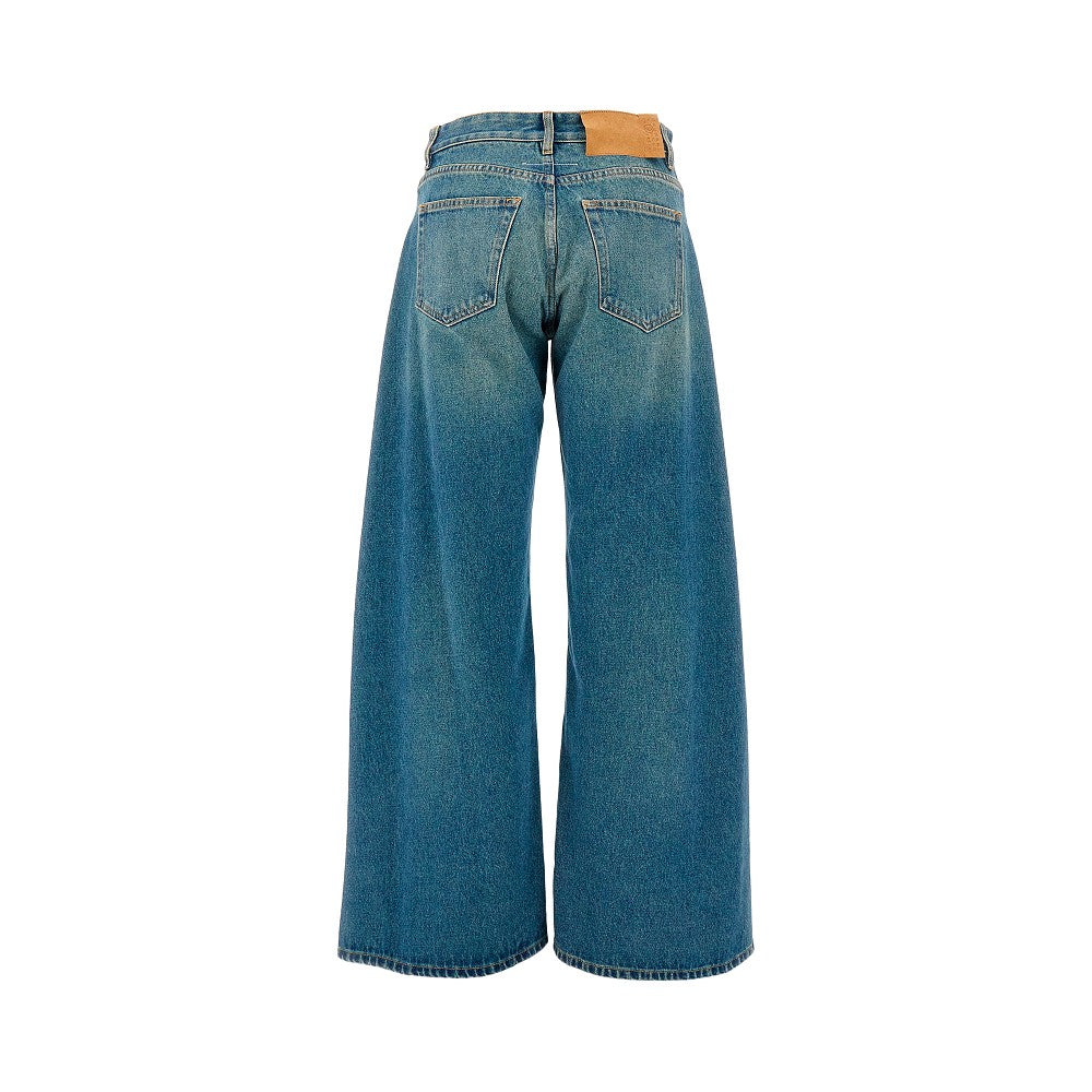 Indigo denim wide leg jeans