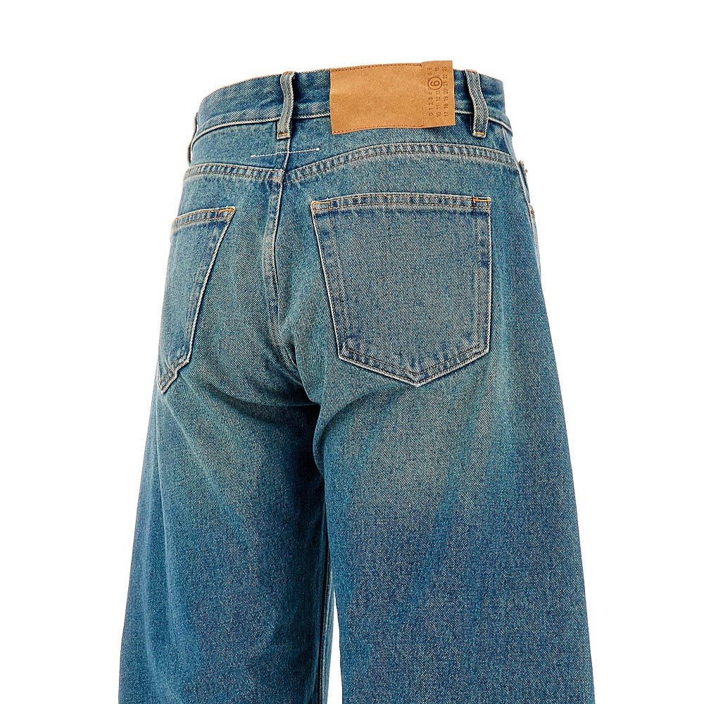 Indigo denim wide leg jeans