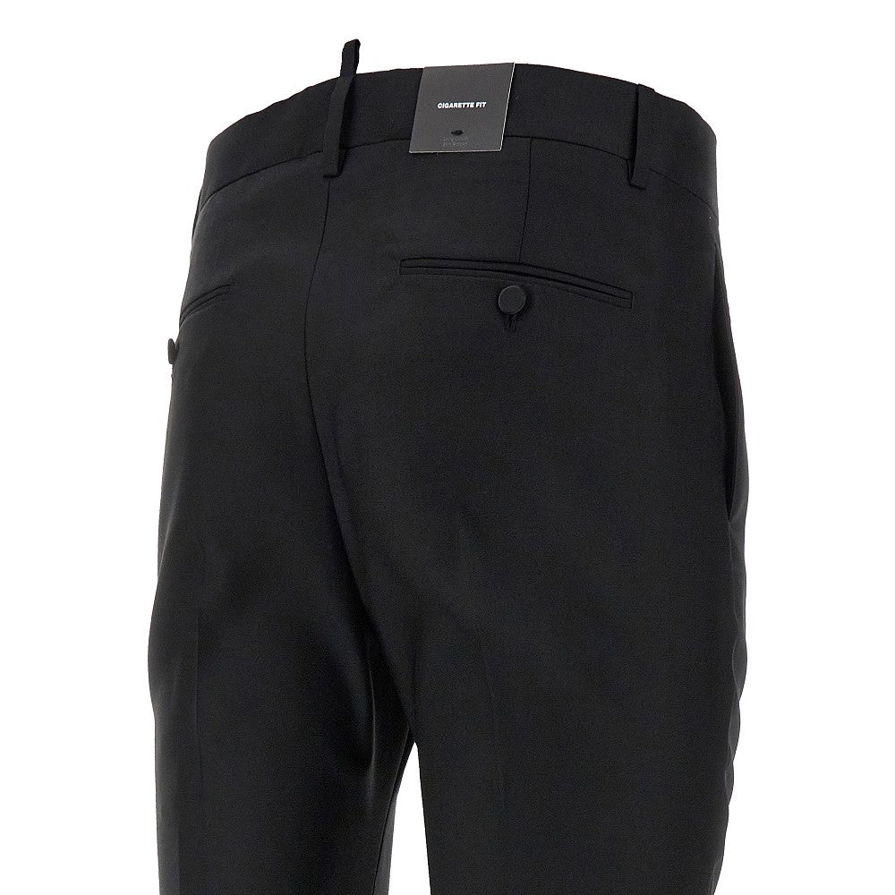 Pantalone a sigaretta in lana e seta