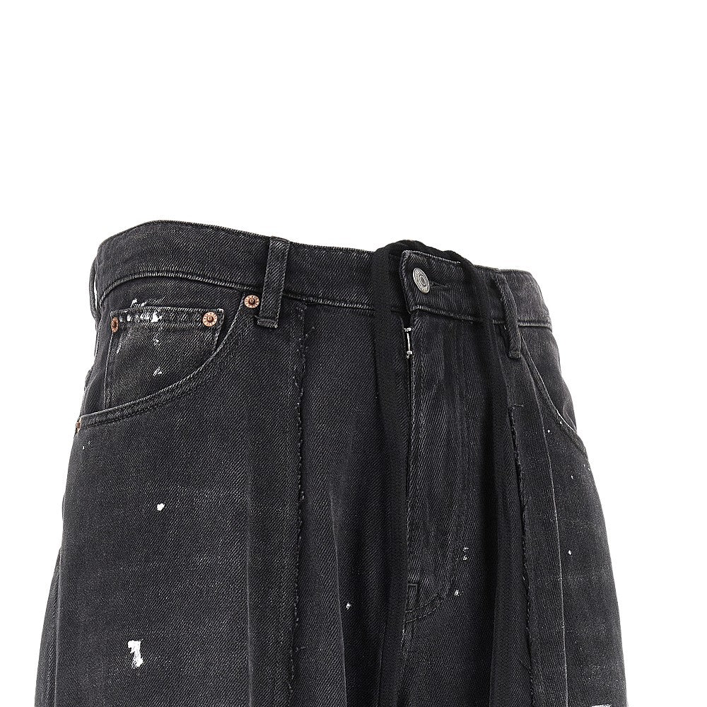 Stained effect wide leg jeans