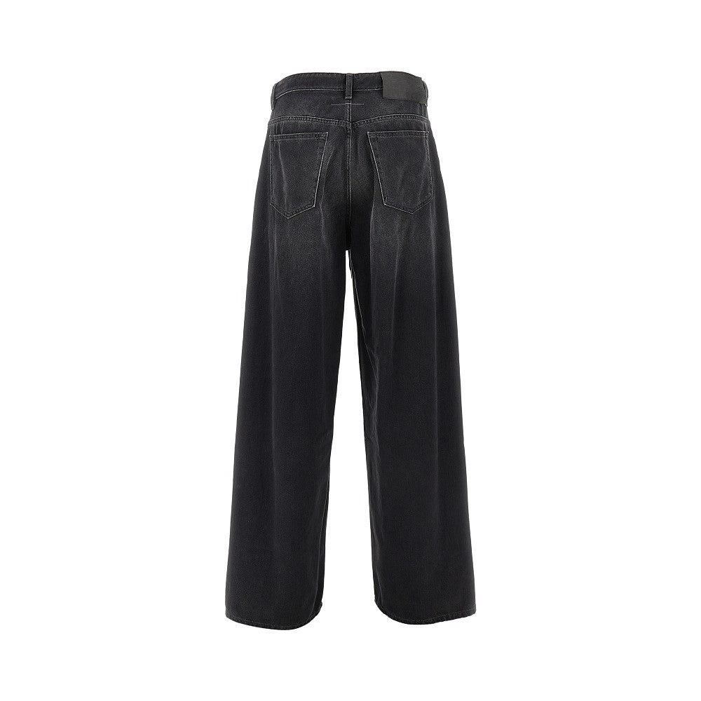 Stained effect wide leg jeans