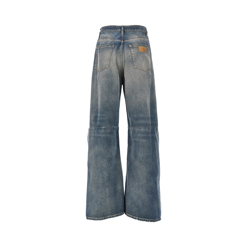 Jeans a gamba ampia con vita a taglio vivo