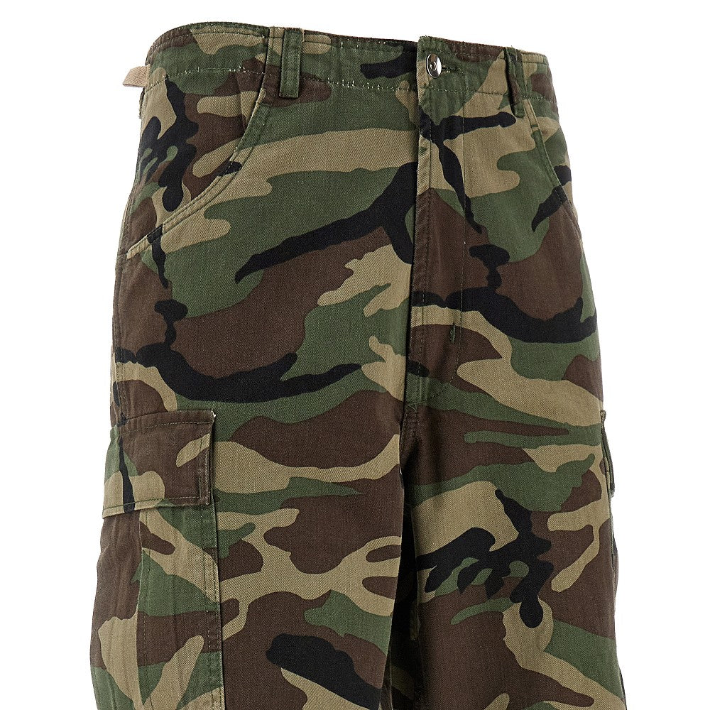 Pantalone cargo in cotone camouflage