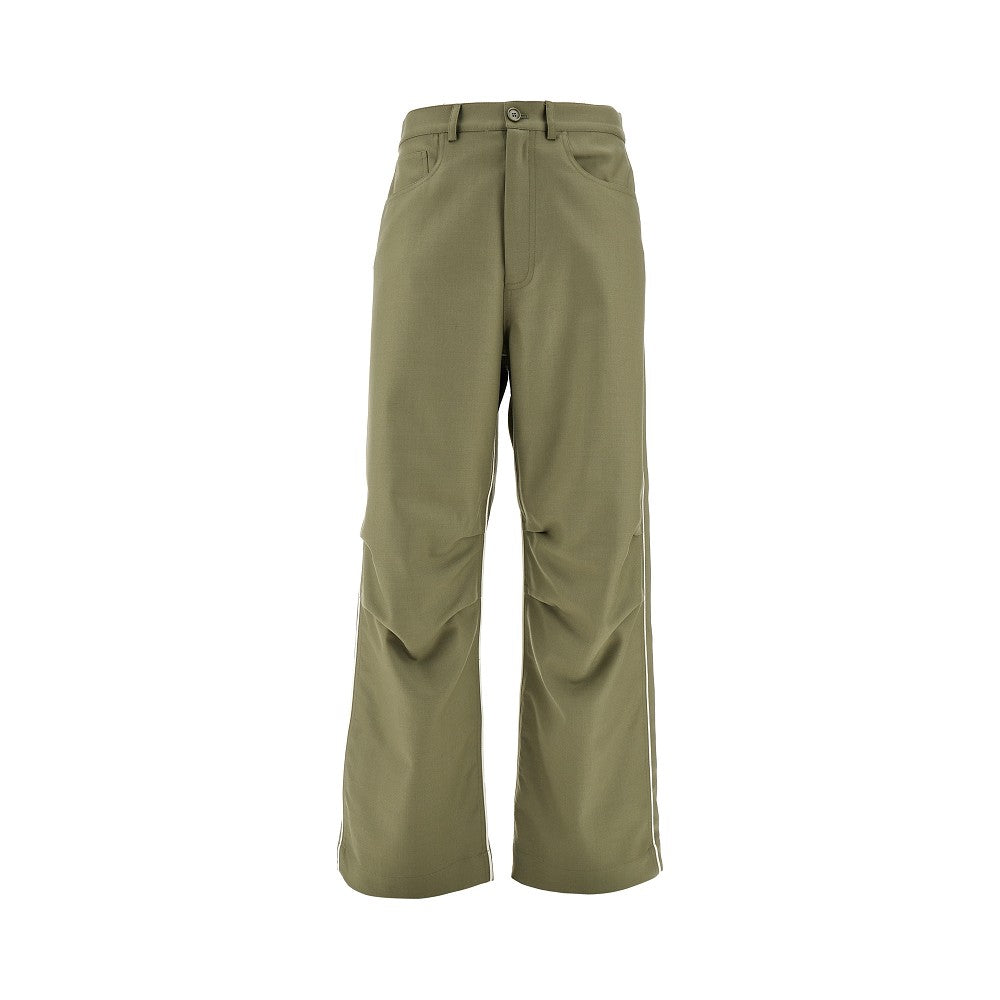 Pantalone a gamba ampia in misto lana