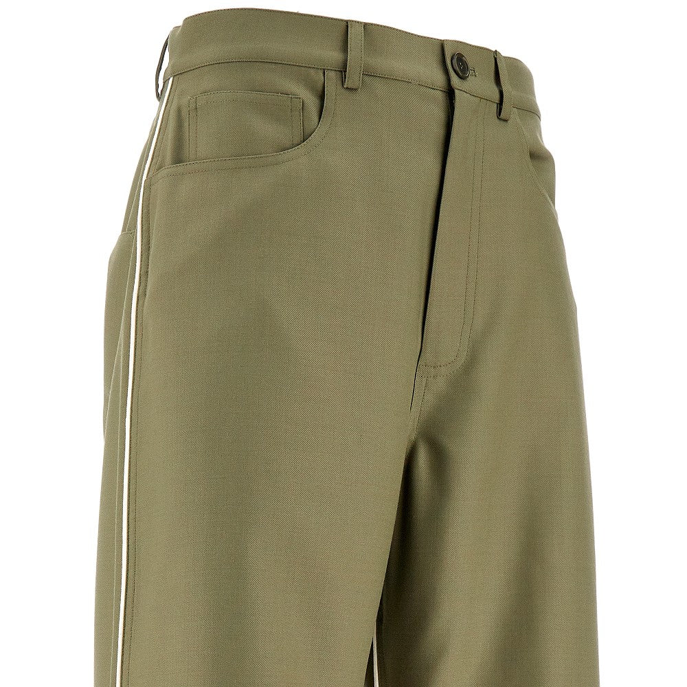 Pantalone a gamba ampia in misto lana