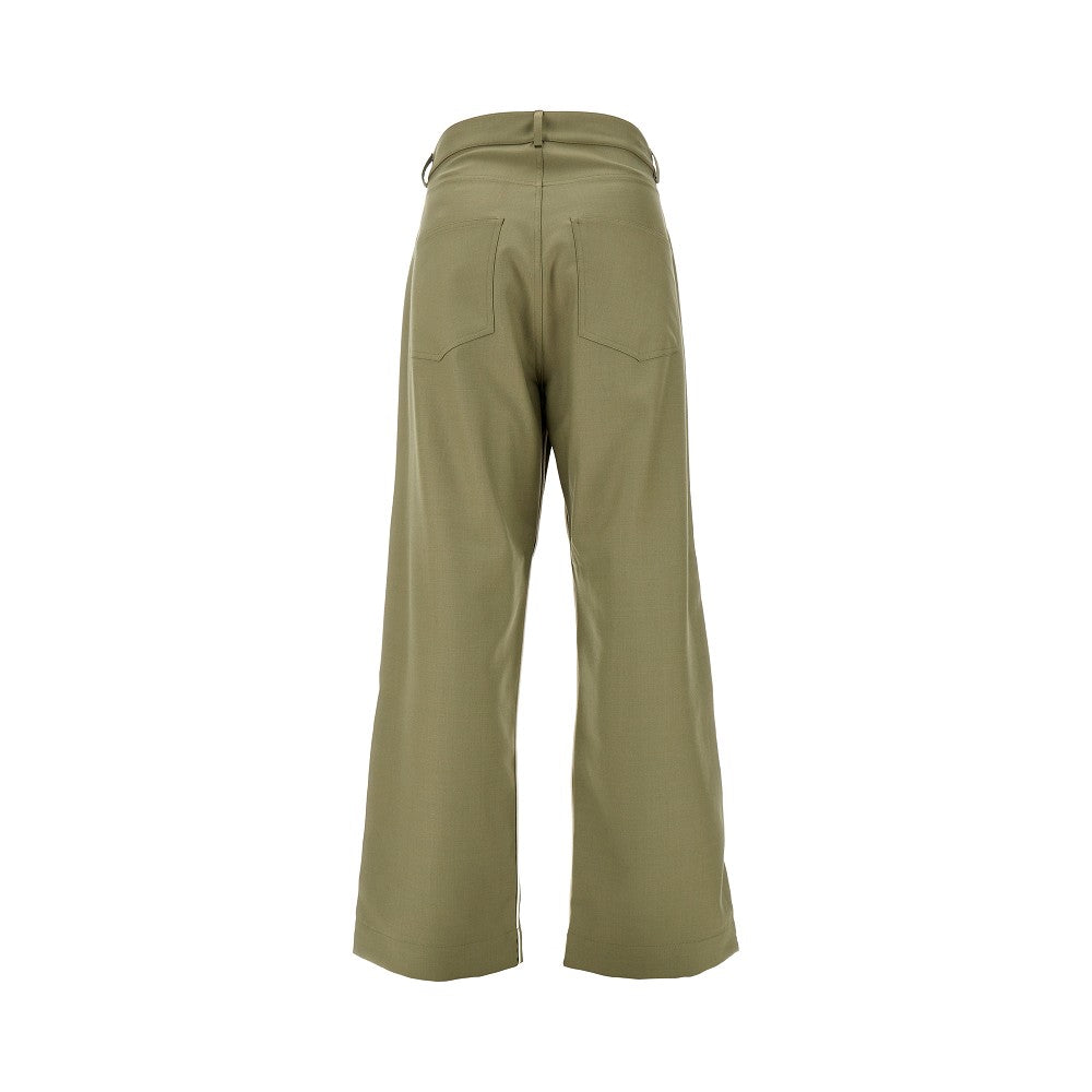 Pantalone a gamba ampia in misto lana