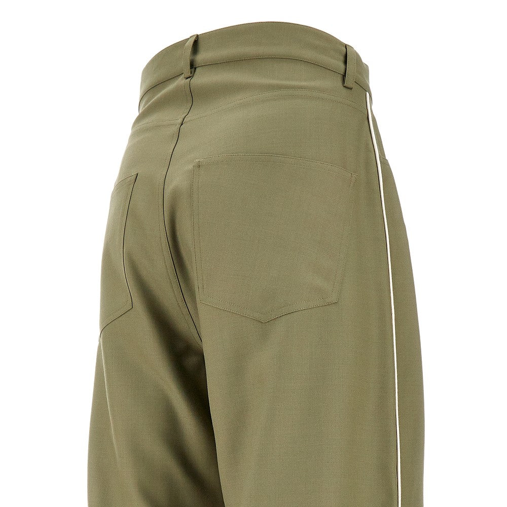Pantalone a gamba ampia in misto lana