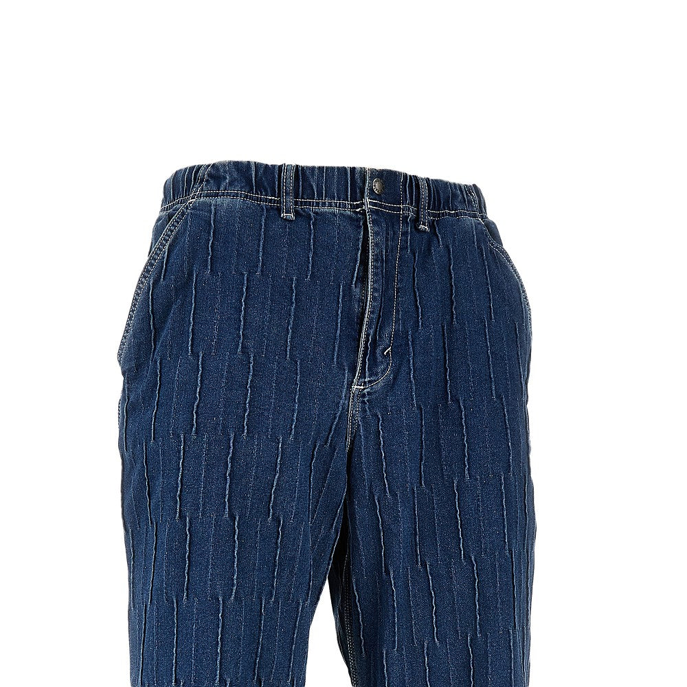 Wrinkled denim pants