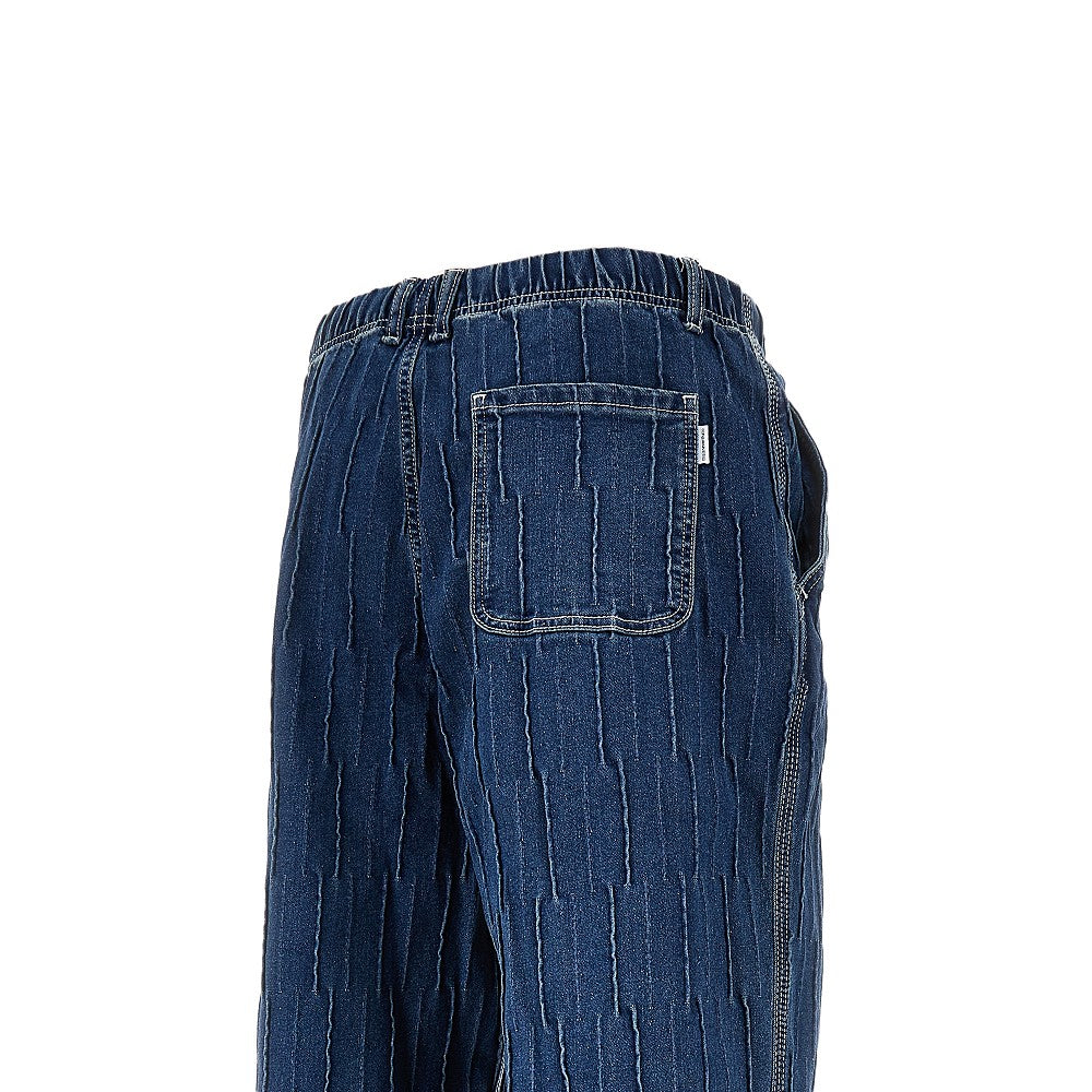 Wrinkled denim pants