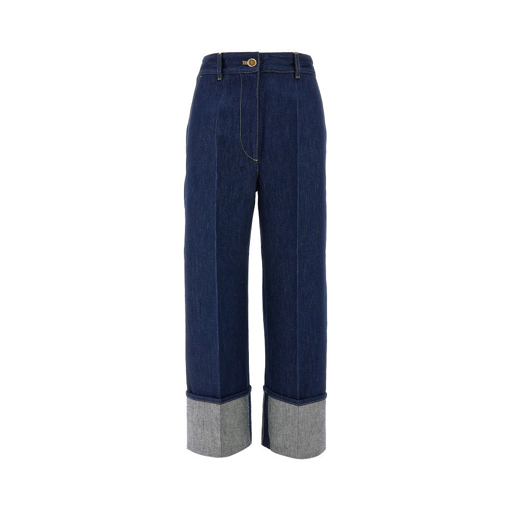 Pantalone in denim con risvolto