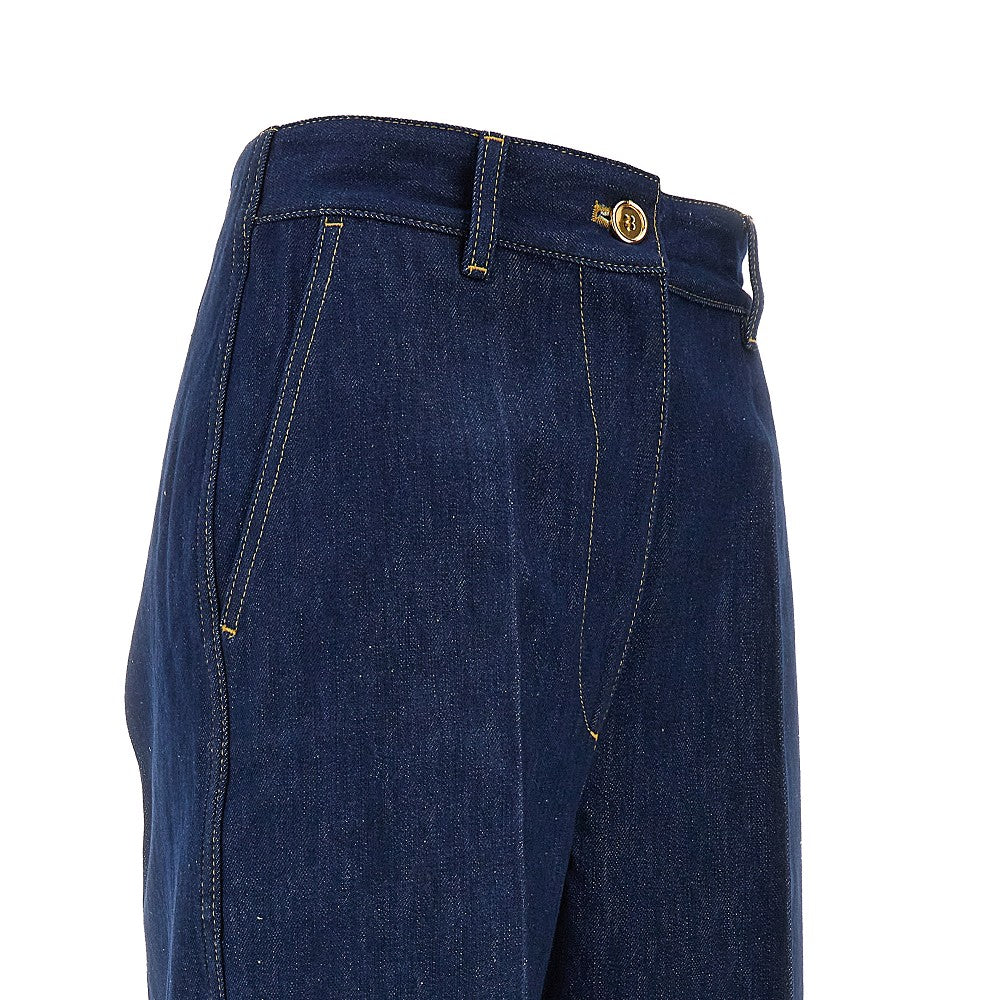 Pantalone in denim con risvolto
