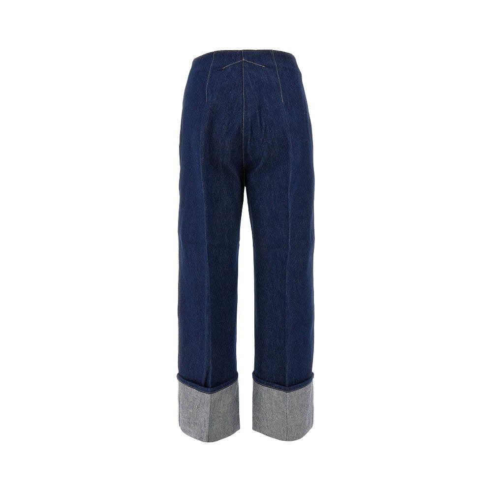 Pantalone in denim con risvolto