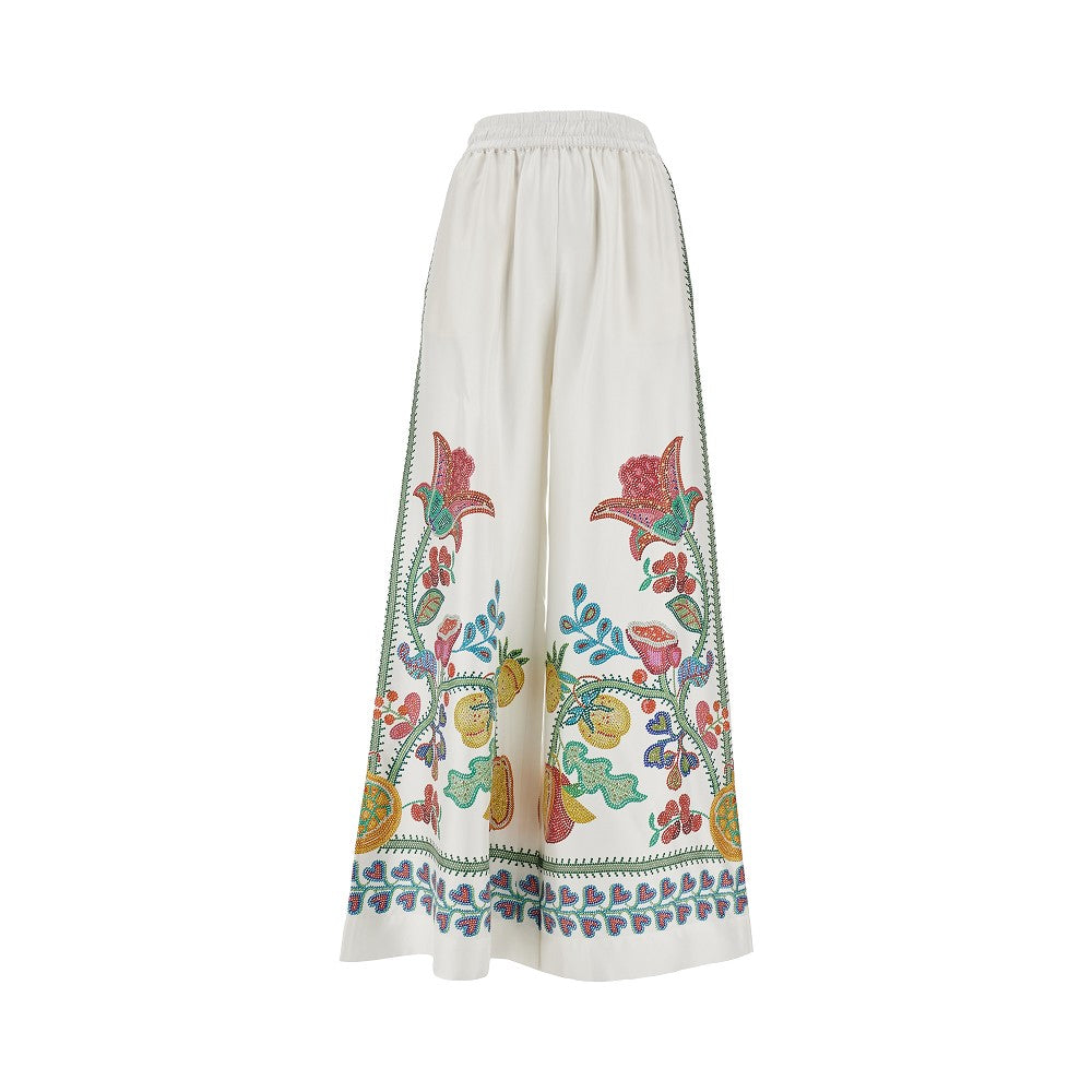Pantalone palazzo in seta stampata
