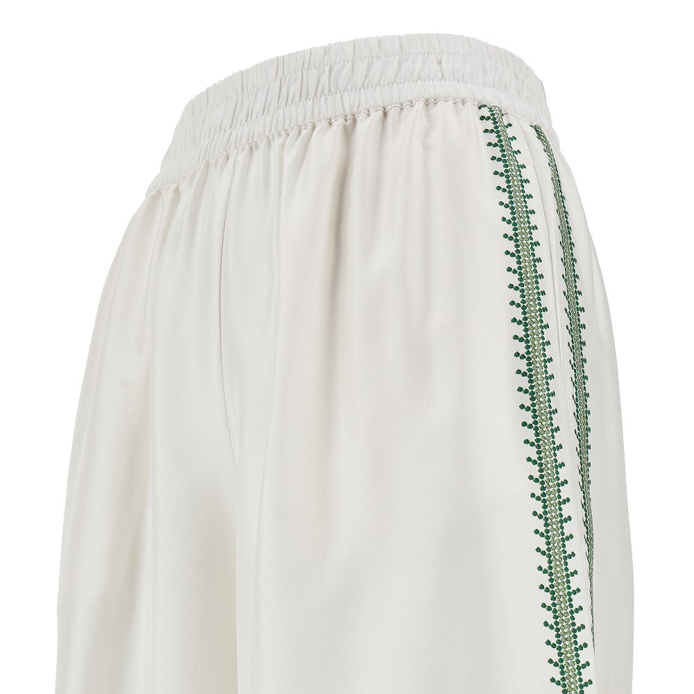 Pantalone palazzo in seta stampata