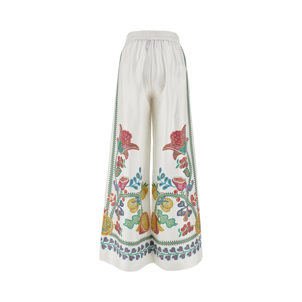 Pantalone palazzo in seta stampata