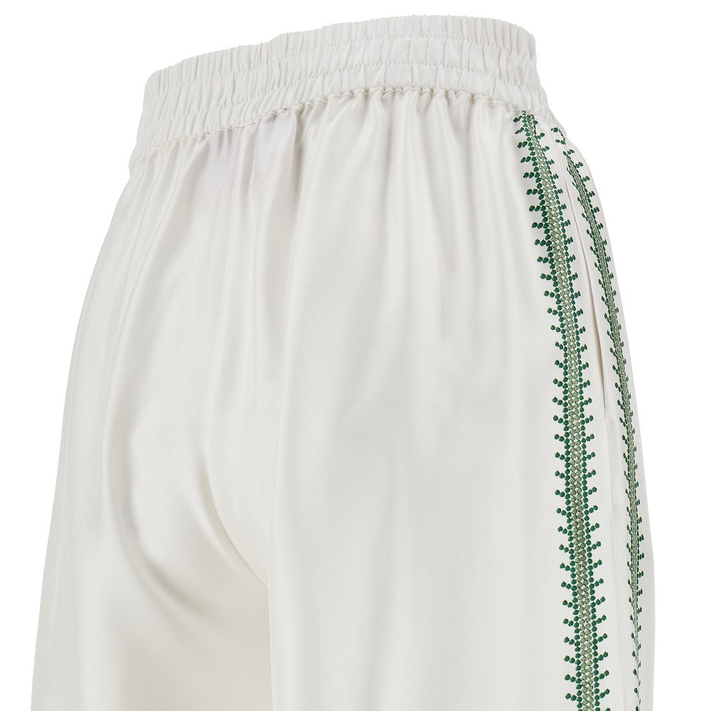 Pantalone palazzo in seta stampata