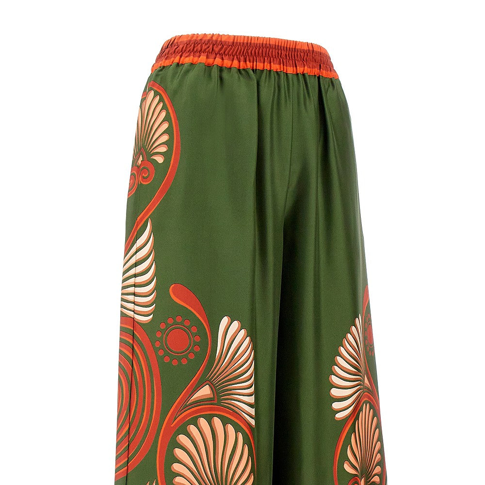 Pantalone palazzo in seta stampata