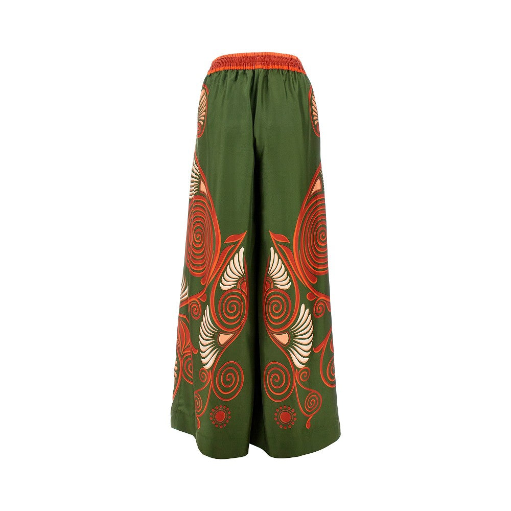 Pantalone palazzo in seta stampata