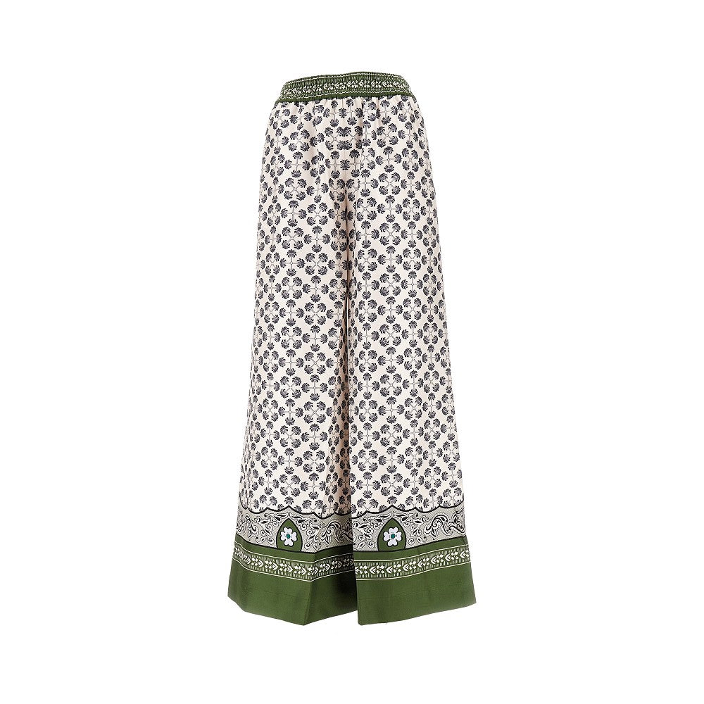 Pantalone palazzo in seta stampata
