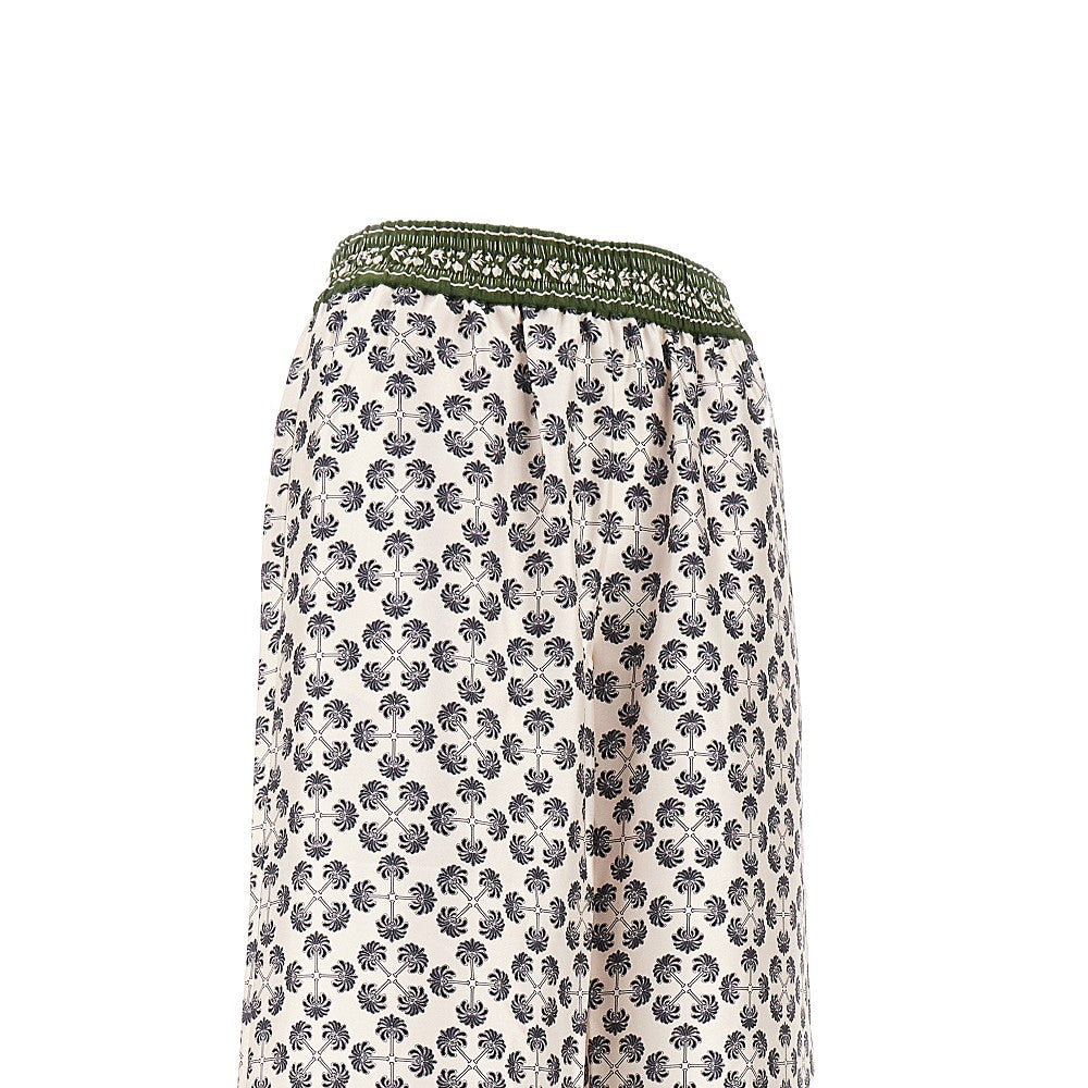 Pantalone palazzo in seta stampata