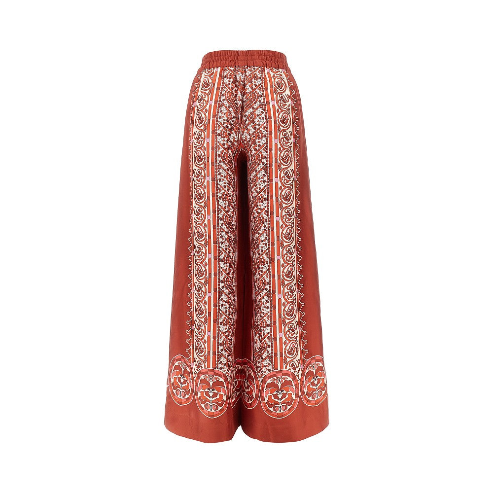 Pantalone palazzo in seta stampata