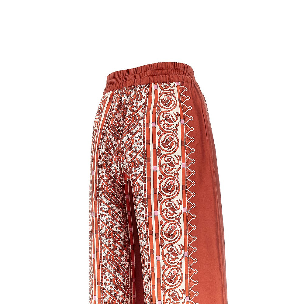 Pantalone palazzo in seta stampata