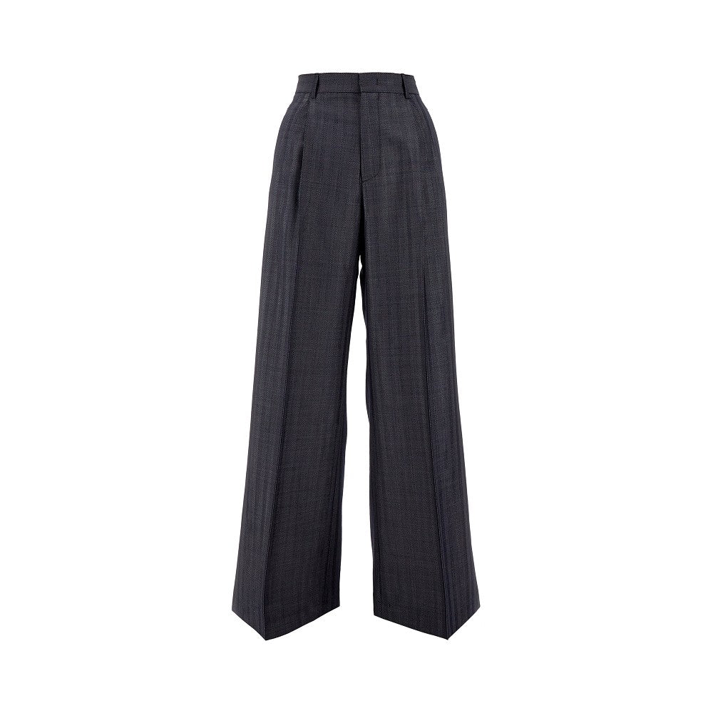 Pantalone gessato a gamba ampia